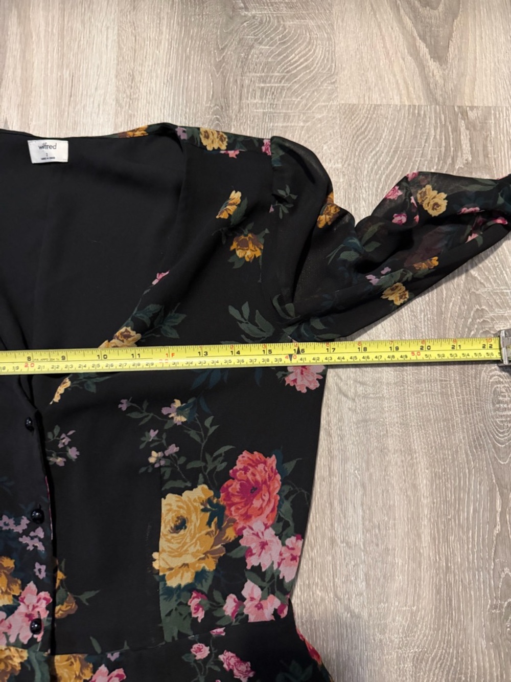 Aritzia Wilfred Nazaire Black Floral Long Sleeve Dress - Picture 9 of 10